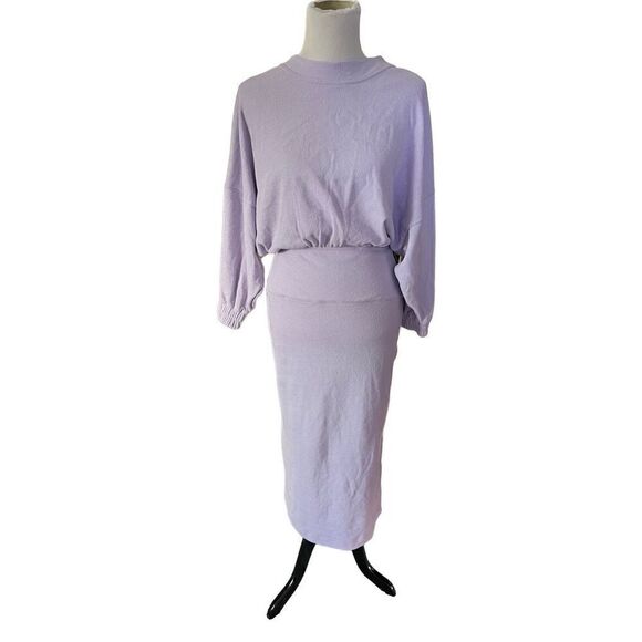 Free People Beach NWT Midi Column Dress Terrycloth Cut Out Purple size S - Picture 3 of 12